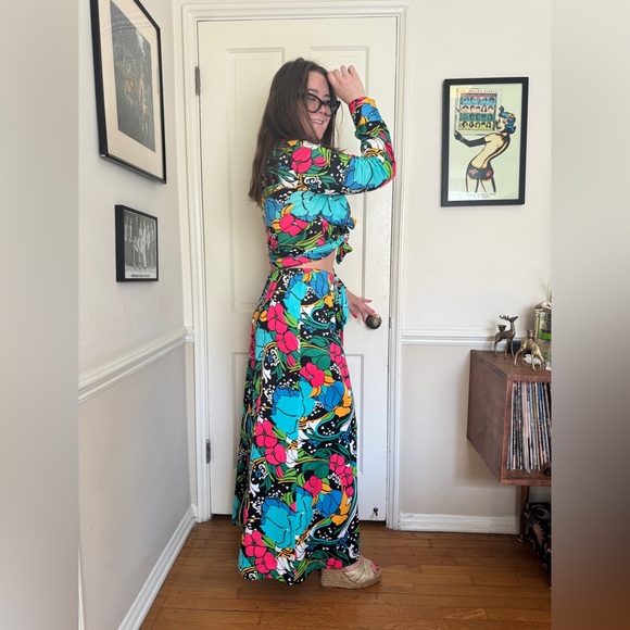 70s Vintage Bali Swim Two Piece Hawaiian Funky Pant Set - Picture 2 of 12